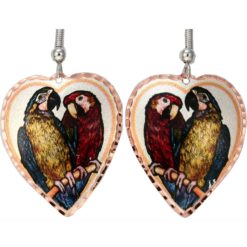 Heart Shaped Parrots Earrings With Diamond Cut to Sparkle