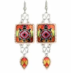 Buy wire dangle colorful sw turtle earrings handmade from copper