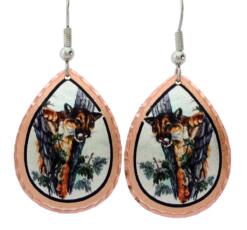 Wholesale art jewelry, cougar earrings made from watercolor artwork by Lynn Bean Wholesale art jewelry, cougar earrings made from watercolor artwork by Lynn Bean