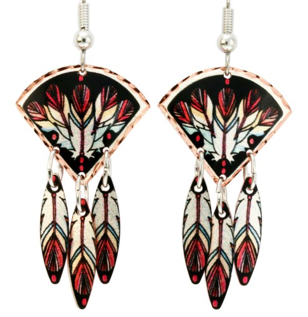 Buy Dangle Triangle Feather Art Earrings