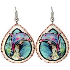 Wholesale Copper Art Jewelry, Teardrop Dolphin Earrings