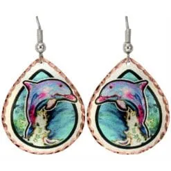 Wholesale Copper Art Jewelry, Teardrop Dolphin Earrings