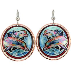 Wholesale Nautical Art Jewelry, Round Dolphins Earrings