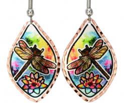 Buy Colorful Water Lilies and Dragonfly Earrings