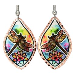 Wholesale Nature Art Jewelry, Water Lilies and Dragonfly Earrings