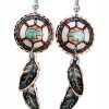 Dreamcatcher Bear Earrings with Copper Feather Dangles