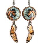 Dangle Feather Dreamcatcher Horse Earrings