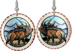 Buy elk earrings handmade from copper silver plated and diamond cut by hand.