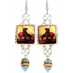 Delicately handmade and colorful end of the trail earrings decorated with wire dangles