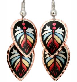 Teardrop Dangle Feather Art Earrings Created in Vibrant Colors