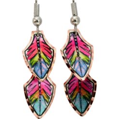 Buy Arrowhead Earrings Handmade in Feather Artwork with Bright Colors