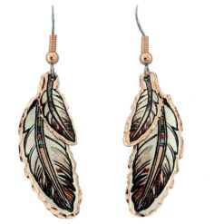 Wholesale Copper Art Jewelry, Dangle Feather Earrings