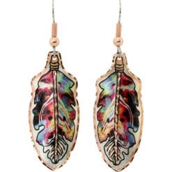 Buy flame painted copper feather earrings that will take everyone's breath away