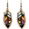 Buy copper feather earrings handmade from copper in eye-catching colors