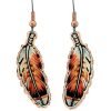 Red-tailed hawk copper feather earrings fashionably elegant and sophisticated