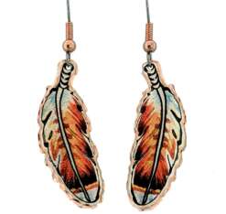 Red-tailed hawk copper feather earrings fashionably elegant and sophisticated