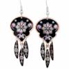 Buy vibrantly colored flower dangle earrings with black background