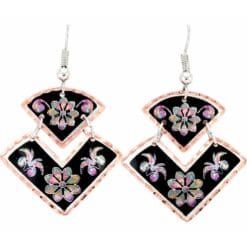 Stylish and original kaleidoscope colored dangle flower earrings with black background color