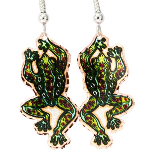 Cut Out Art Jewelry, Colorful Frog Earrings