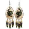 Gecko Earrings With Feather Dangles