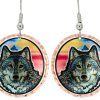 Buy Round Gray Wolf Earrings Stylish and Original