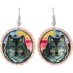 Gray Wolf Earrings Created in Translucent Background Colors