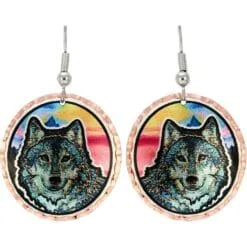 Gray Wolf Earrings Created in Translucent Background Colors