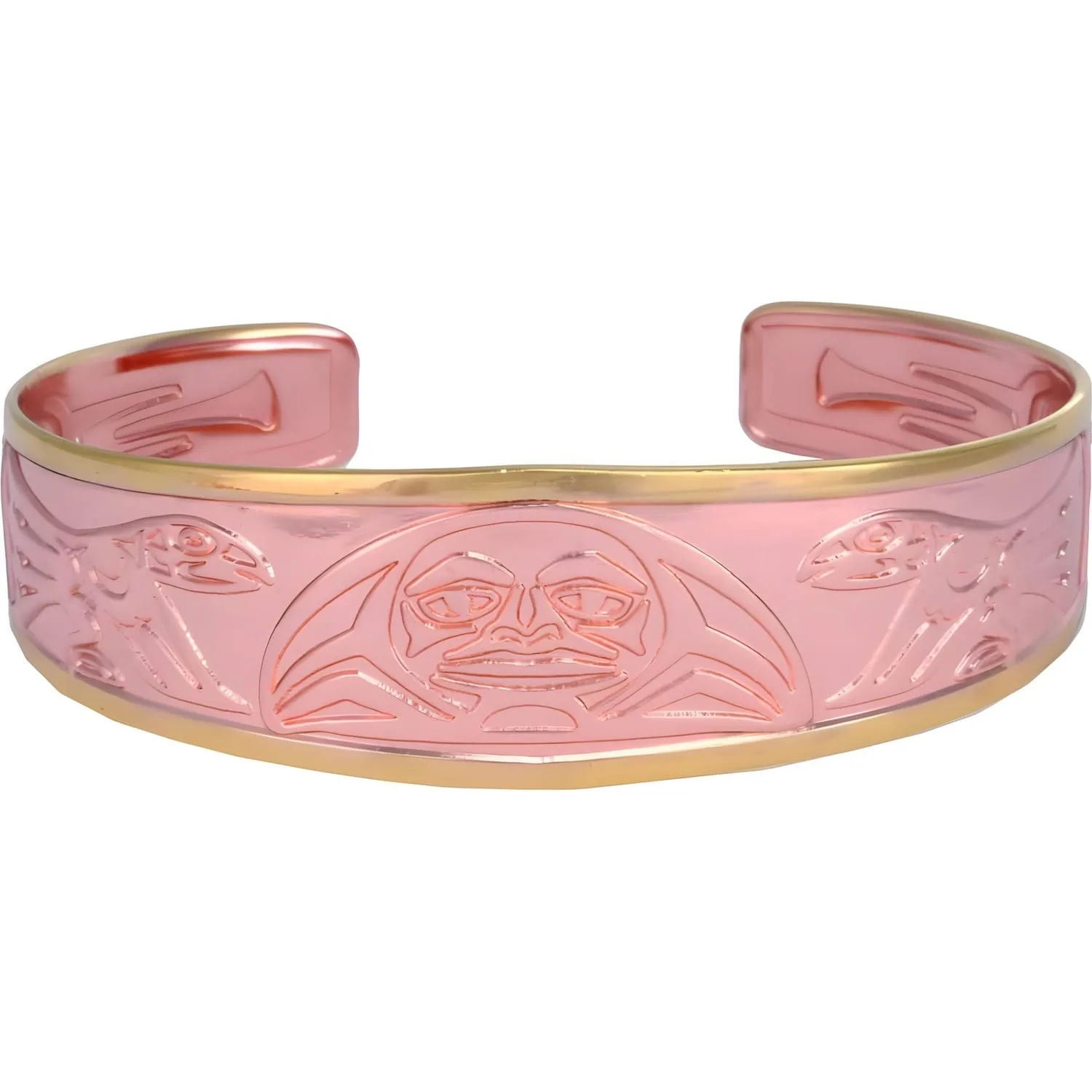 Wholesale Copper Jewelry, Embossed Copper Bracelets in Native Haida Sun and Eagle Design