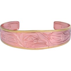 Wholesale Handmade Copper Embossed Native Haida Eagle Totem Bracelets with Gold Plated Border