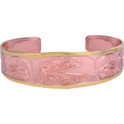 Wholesale Handmade Copper Embossed Native Haida Raven Bracelets with Gold Plated Border