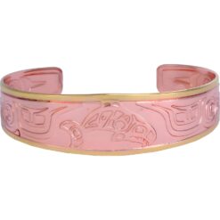 Wholesale Handmade Copper Embossed Native American Salmon Bracelets with Gold Plated Border