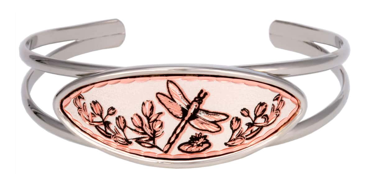 Buy silver wire bracelets decorated with handcrafted dragonfly copper artwork Buy silver wire bracelets decorated with handcrafted dragonfly copper artwork