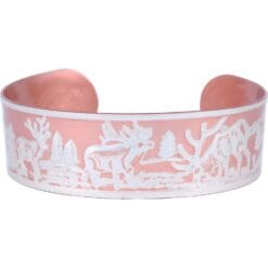 Elk Embossed Copper Bracelets with Silver Plated Accents