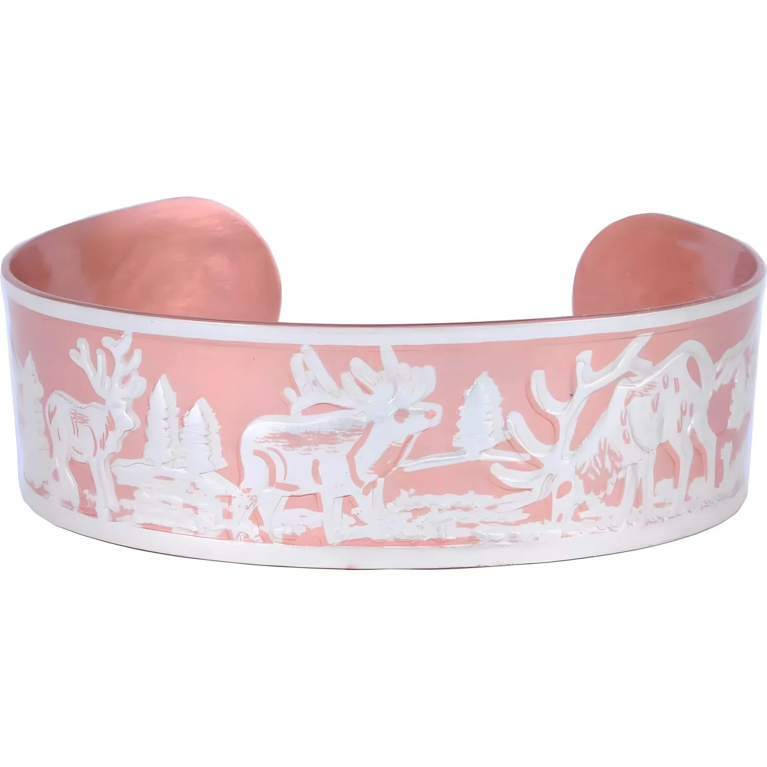 Elk Embossed Copper Bracelets with Silver Plated Accents