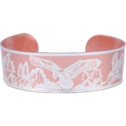 Flying American Eagle Embossed Copper Bracelets with Silver Plating to Accentuate