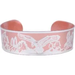 Flying American Eagle Embossed Copper Bracelets with Silver Plating to Accentuate