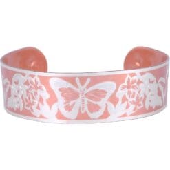 Embossed Copper Bracelets Created in Butterfly Design with Silver Highlights