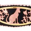 Buy delicate cut out cute cat bracelet in gold and copper mounted on black patina cuff bracelet