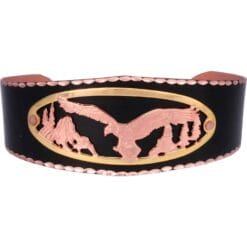 Buy delicate cut out American eagle bracelet in gold and copper mounted on black patina cuff bracelet