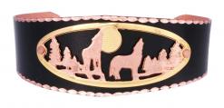 Black Patina Background Handcrafted Cut Out Howling Wolf Bracelets