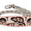 Wholesale Native Haida raven chain bracelets handmade from copper with a pretty silver color chain