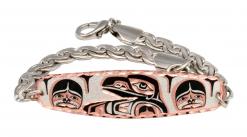 Wholesale Native Haida raven chain bracelets handmade from copper with a pretty silver color chain