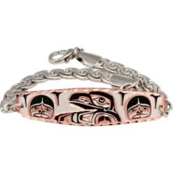 Native Haida raven chain bracelets handcrafted from copper with beautiful silver plated chain