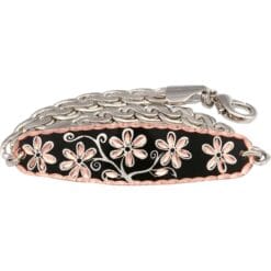 Wholesale unique chain bracelets handmade from copper in flower design with a pretty silver color chain