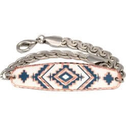 Teal Blue Copper SW Native American Chain Bracelets with Beautiful Silver Plated Chain