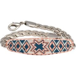 Teal Blue Copper SW Native American Chain Bracelets with Beautiful Silver Plated Chain