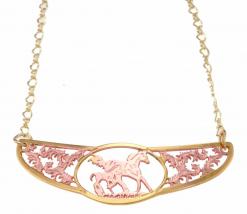 Horse Choker Necklaces Made by Etching in Two-tone Copper and Gold Colors