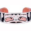 Buy Native Haida Bear Copper Bracelets for Men Embossed in a Beautiful Wildlife Scene with Silver Plating and Black Patina to Accentuate Buy Native Haida Bear Copper Bracelets for Men Embossed in a Beautiful Wildlife Scene with Silver Plating and Black Patina to Accentuate