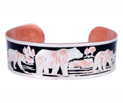 Buy Embossed Bear Copper Bracelets for Men with Black and Silver Plating to Accentuate
