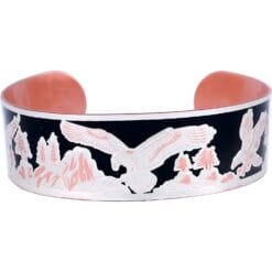 Buy Embossed Copper Eagle Bracelets with Black Patina and Silver Plated to Accentuate